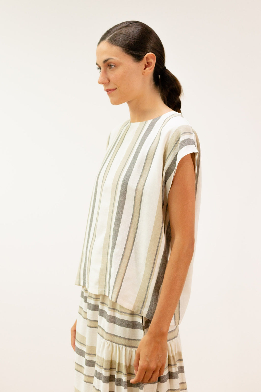 Blusa Riscas Cinzenta e Verde 2601174