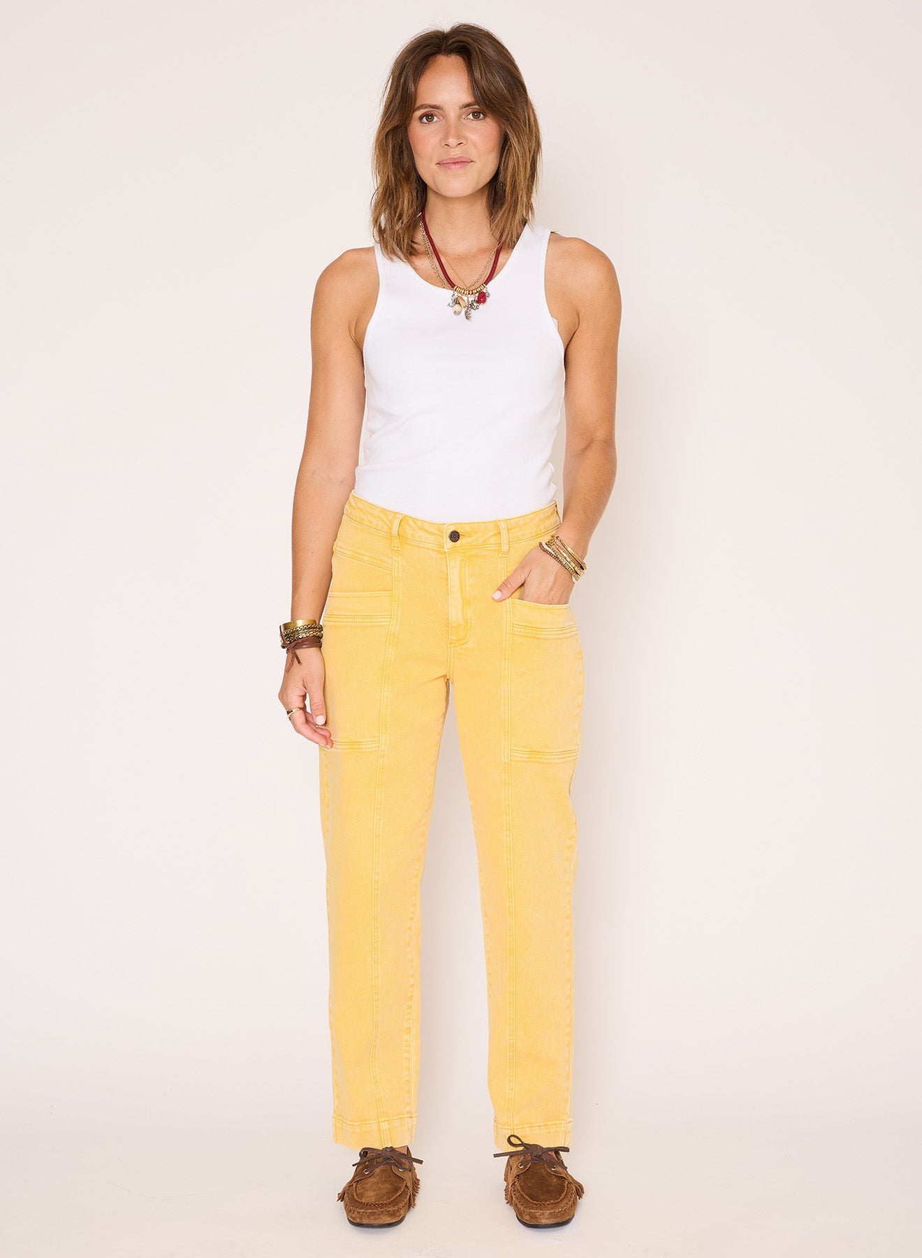 Jean The Linda Pacific Drill Amarillo - OLIVIA BRUTUS