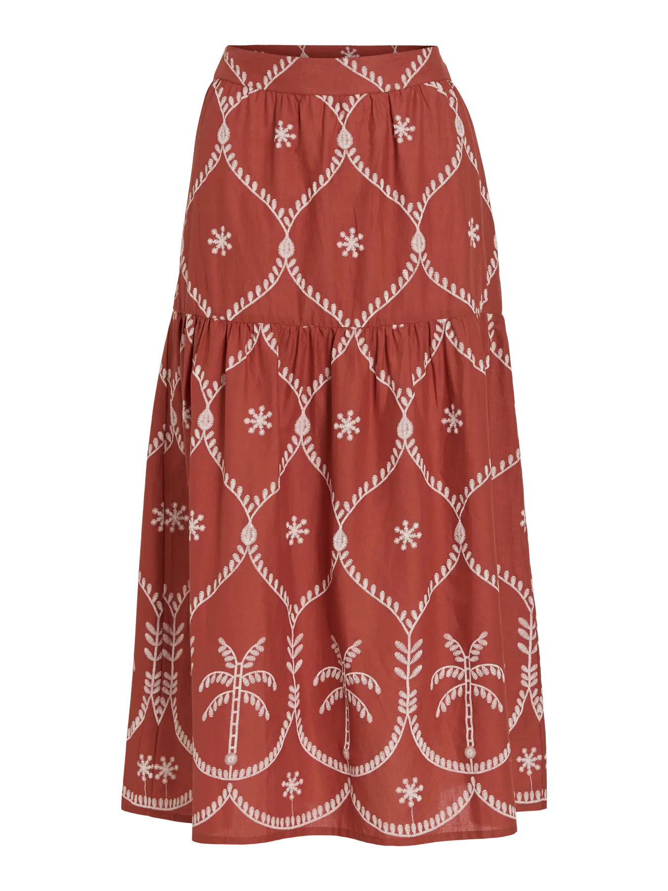 Falda Midi Vitosa Talle Alto Terracota Oscura