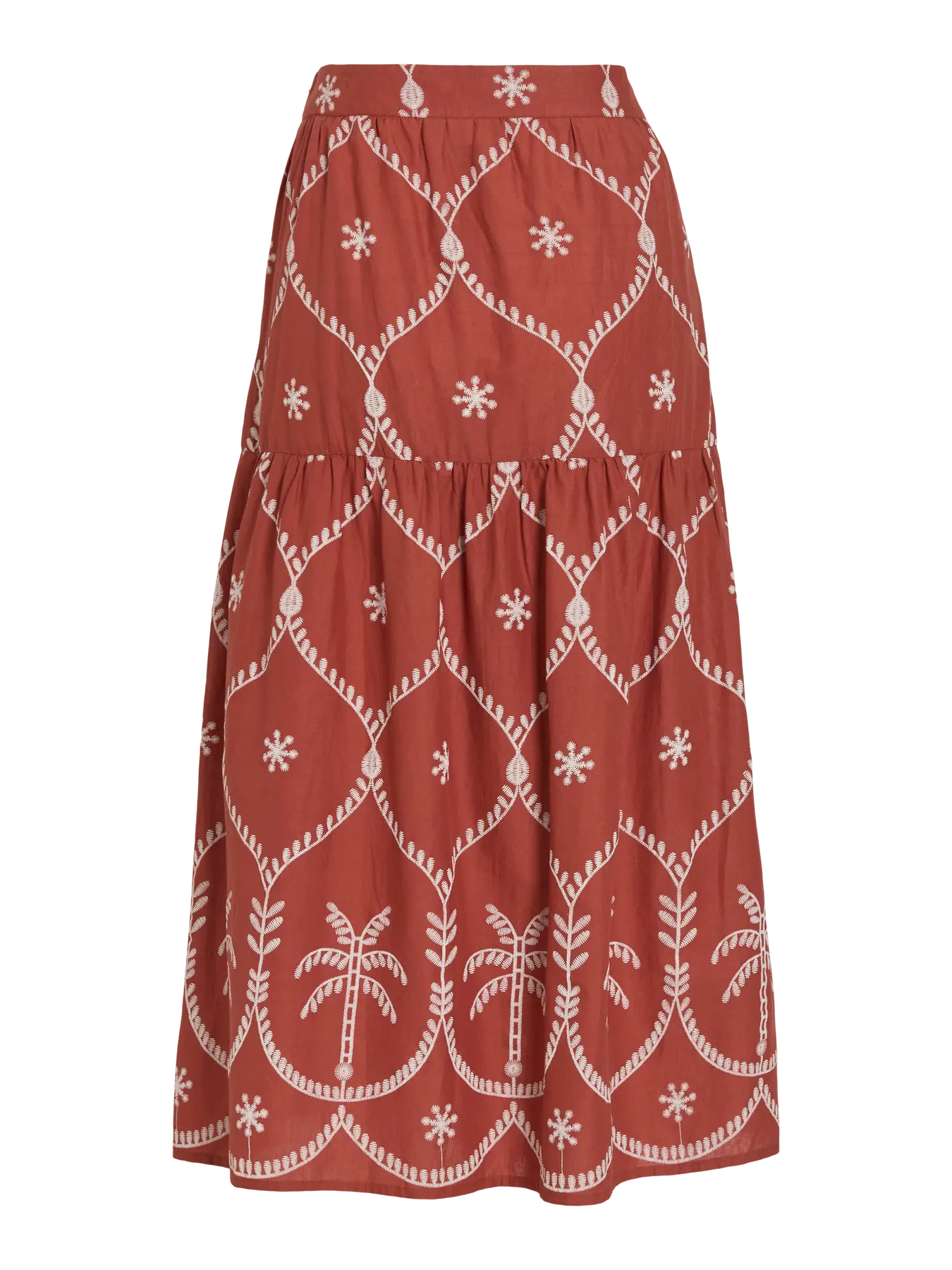 Falda Midi Vitosa Talle Alto Terracota Oscura