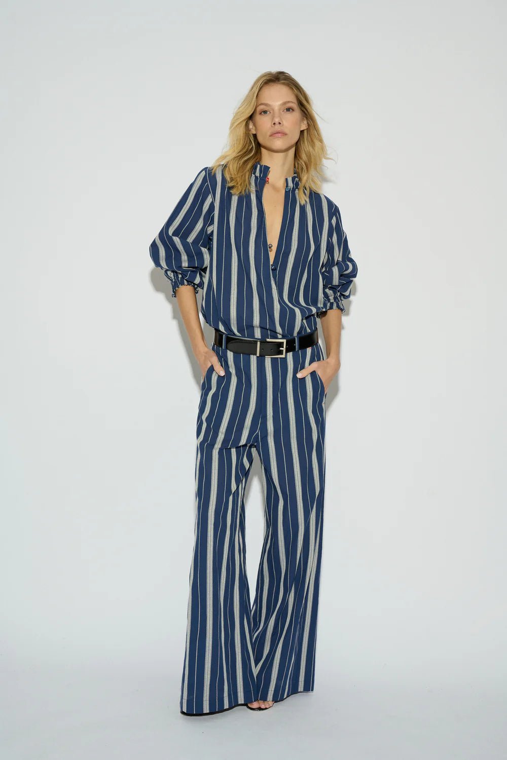 Pantalón Almu Stripe Azul Marino - OLIVIA BRUTUS