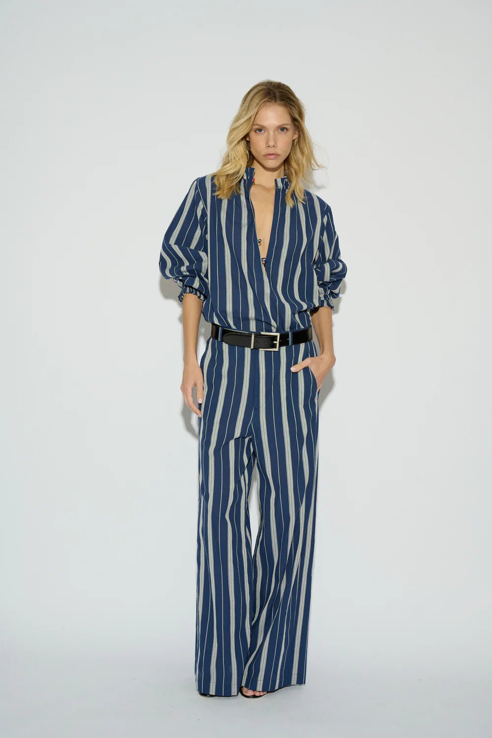 Pantalón Almu Stripe Azul Marino - OLIVIA BRUTUS