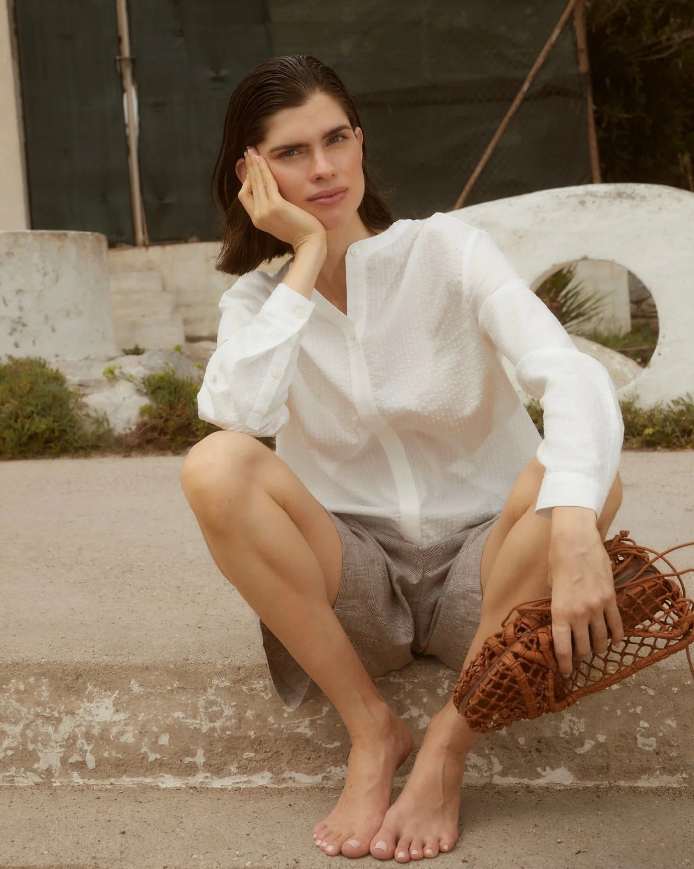 Pantalón Corto Nacre Short Marrón - OLIVIA BRUTUS