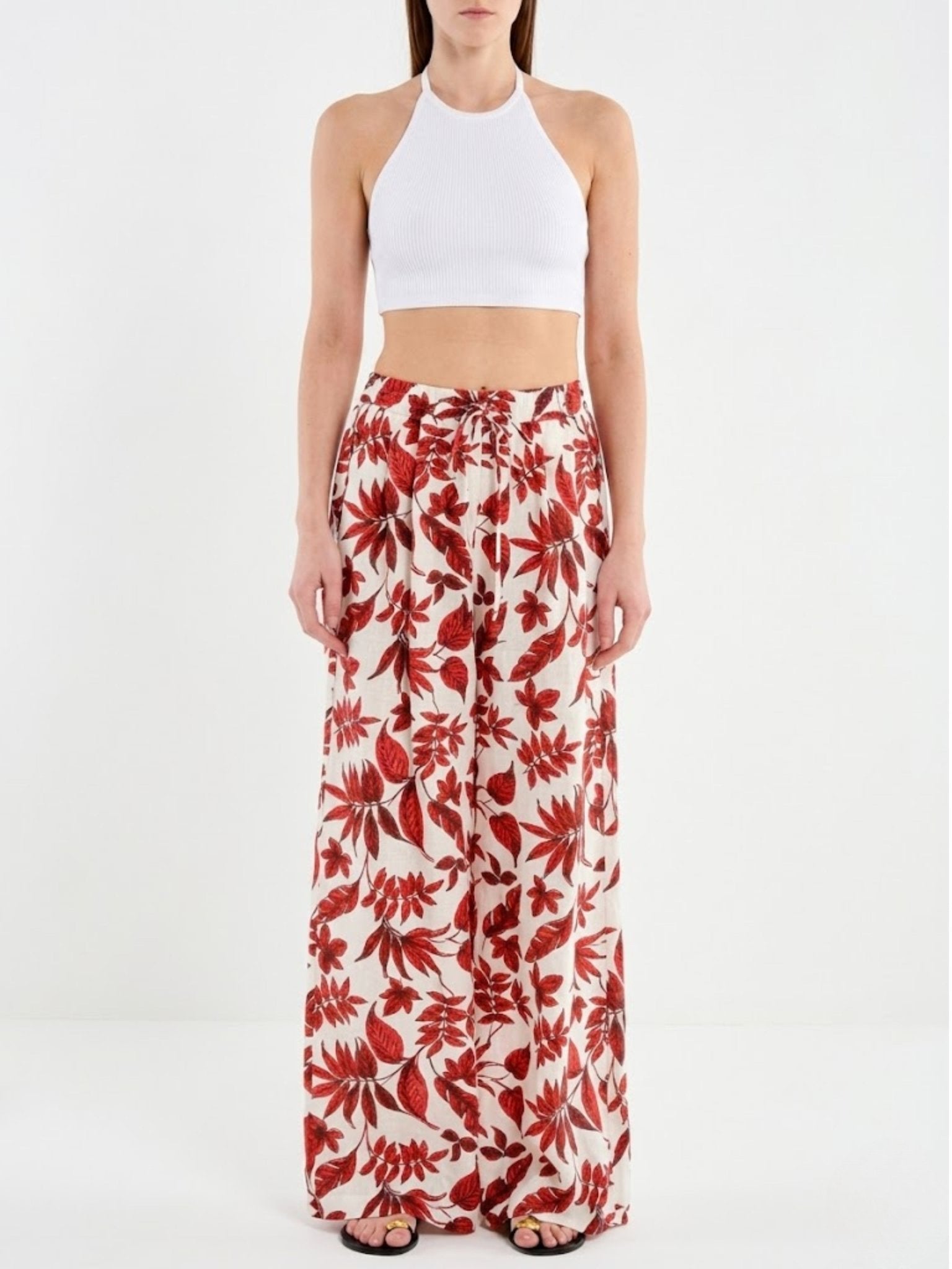 Pantalón Estampado Floral Rojo y Blanco TAB0538 - OLIVIA BRUTUS