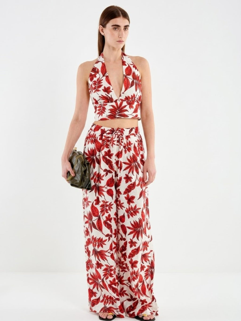 Pantalón Estampado Floral Rojo y Blanco TAB0538 - OLIVIA BRUTUS