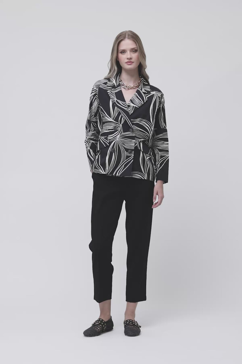 Black and White Print Jacket M6318G