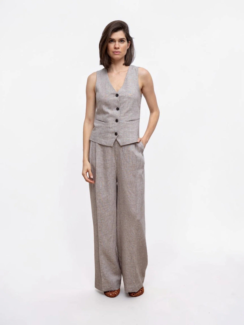 Soie Pantalón Marrón - OLIVIA BRUTUS
