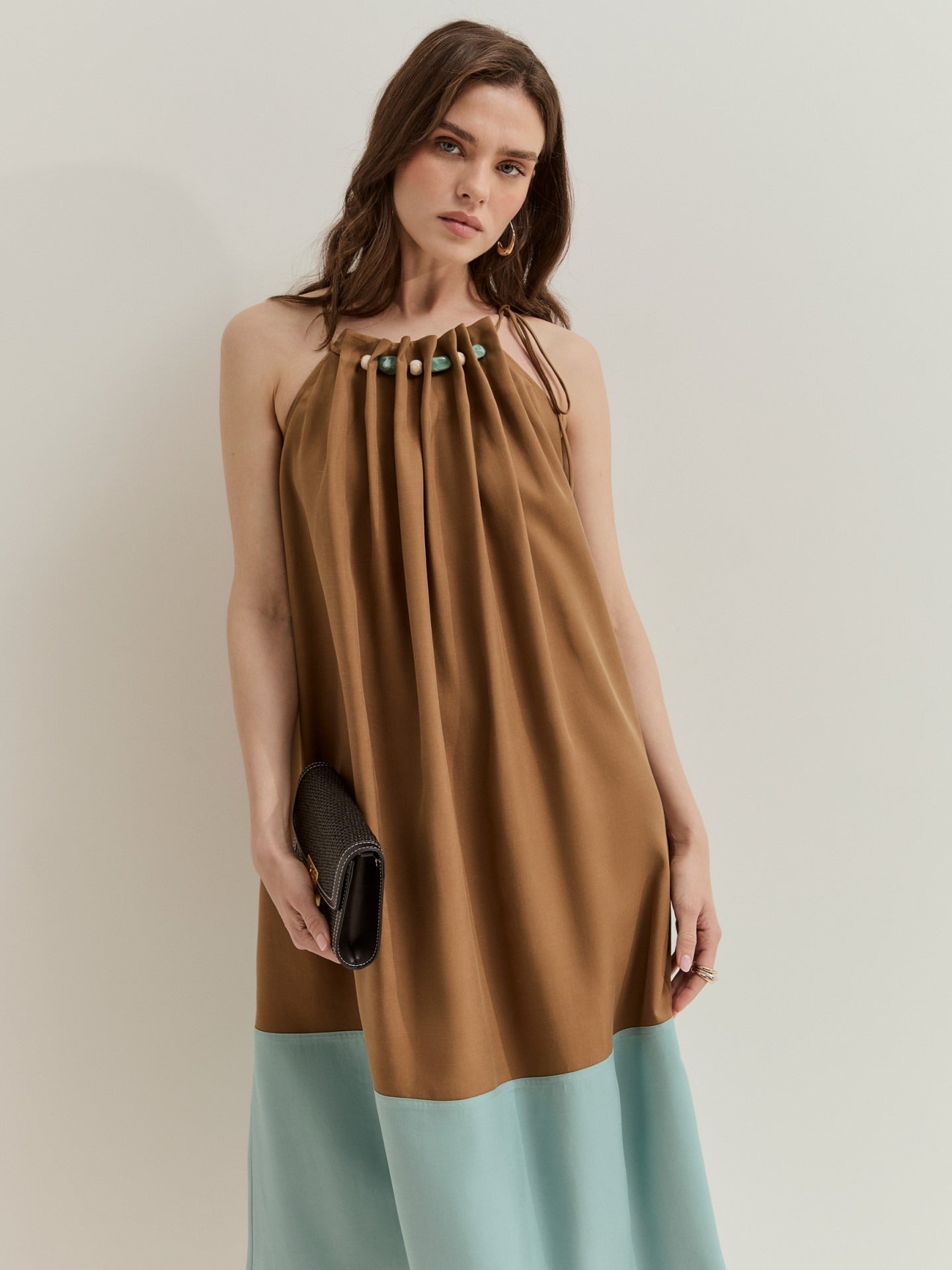 Vestido Bicolor Camel LP007381.098 - OLIVIA BRUTUS